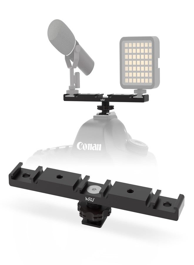 HSU Cold Shoe Mount Bracket, Triple-Head Hot Shoe Mount, and 1/4 Screw Port, Aluminum Cold Shoe Plate Adapter with Cable Slot Bayonet for Microphone, Led Video Light, Monitor (Extension), HGP322L - Image 1