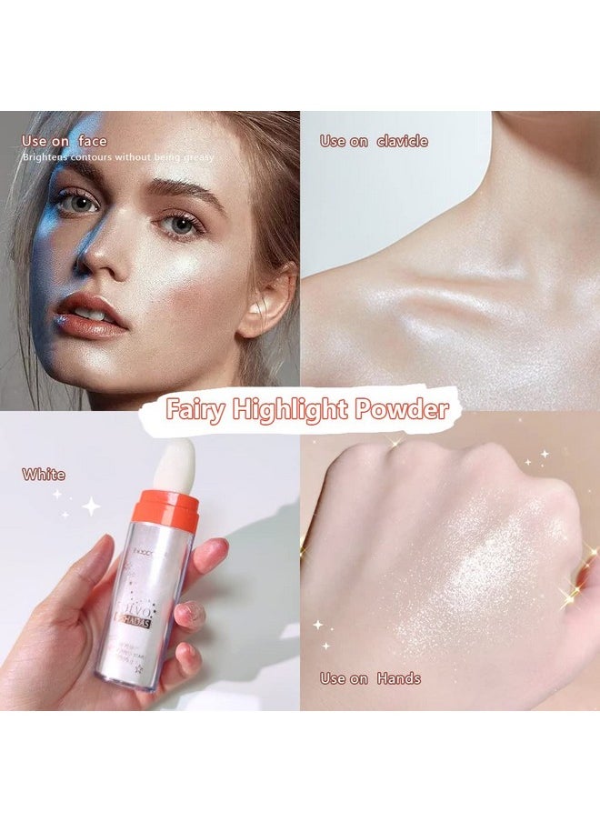 ibcccndc Polvo De Hadas Fairy Highlight Patting Powder Highlighter Body Glitter For Face Hair Eye Lip And Bodymake Up For Prom Festival Rave Stage Makeup (White)  - Image 4