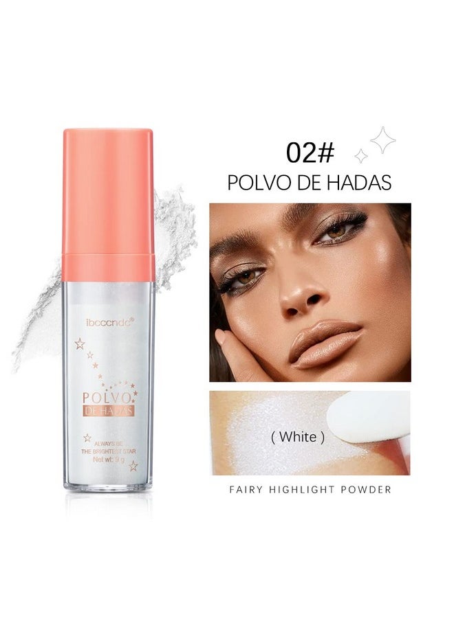 ibcccndc Polvo De Hadas Fairy Highlight Patting Powder Highlighter Body Glitter For Face Hair Eye Lip And Bodymake Up For Prom Festival Rave Stage Makeup (White)  - Image 3