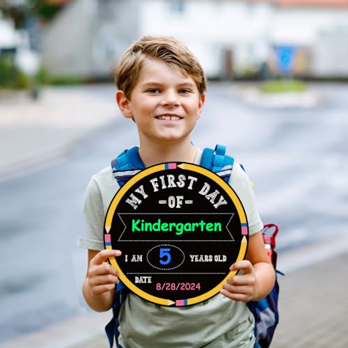 PETCEE First and Last Day of School Sign - 10" Double Sided Pencils Back to School Board Sign for Kids Boys Girls Reusable 1st Day of Preschool Pre-K Kindergarten Photo Props Gifts - Image 3