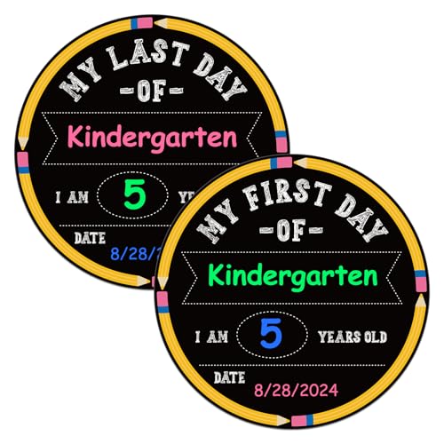 PETCEE First and Last Day of School Sign - 10" Double Sided Pencils Back to School Board Sign for Kids Boys Girls Reusable 1st Day of Preschool Pre-K Kindergarten Photo Props Gifts - Image 1