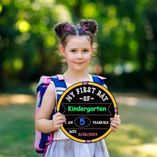 PETCEE First and Last Day of School Sign - 10" Double Sided Pencils Back to School Board Sign for Kids Boys Girls Reusable 1st Day of Preschool Pre-K Kindergarten Photo Props Gifts - Image 2