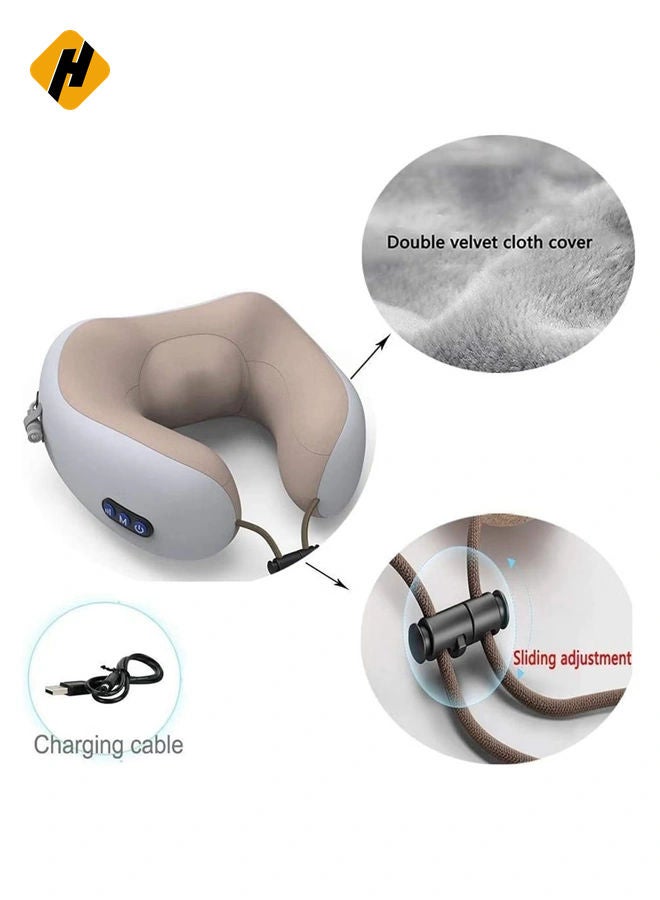 HuHa Rechargeable U Shaped Cervical Massage Pillow Neck Massager Vibration Neck Massage Pillow, Multifunctional Shoulder and Neck Electric Massager for Relax Muscles - Image 2