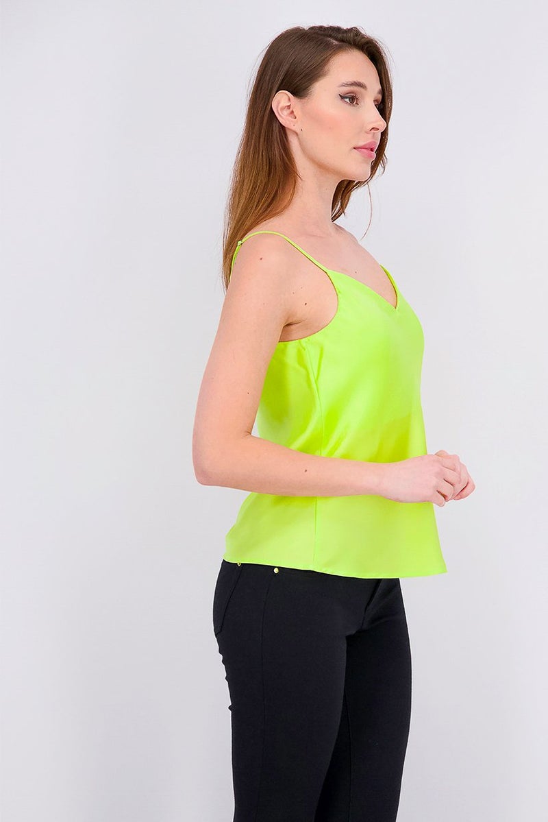 Reserved Women Sleeveless Silk Top, Lime Green - Image 3