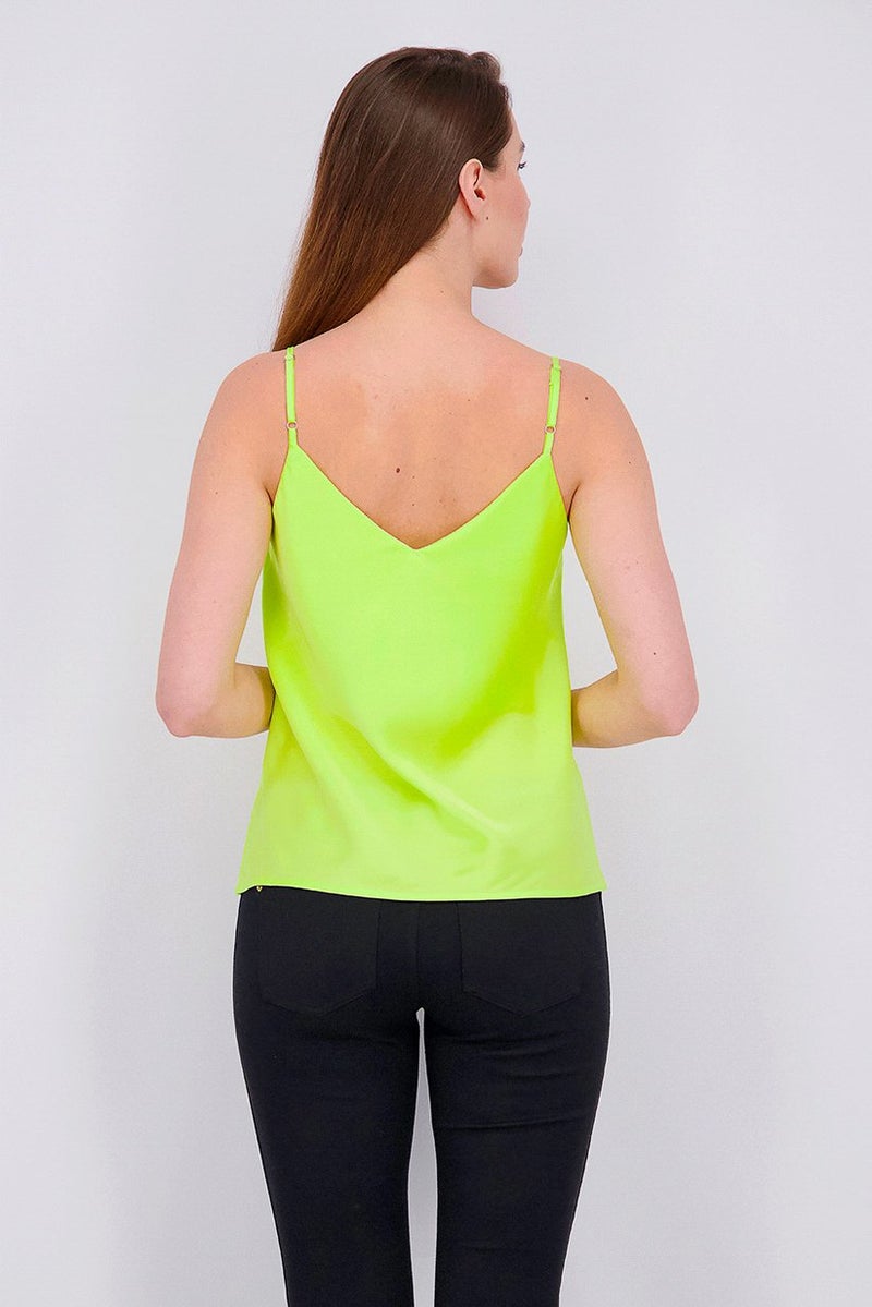 Reserved Women Sleeveless Silk Top, Lime Green - Image 2