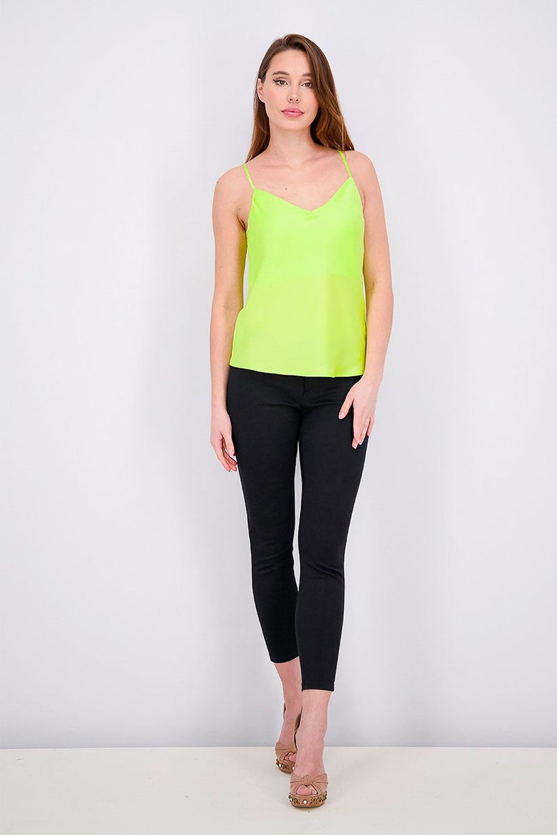 Reserved Women Sleeveless Silk Top, Lime Green - Image 4