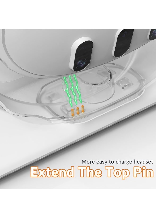 محطة شحن واقع افتراضي لأوكولوس/ميتا كويست 3 - قاعدة شحن مزدوجة مع مؤشر LED لسماعة الرأس ووحدات التحكم اللمسية، تتضمن بطاريتين قابلتين لإعادة الشحن للشحن المتزامن. - Image 4