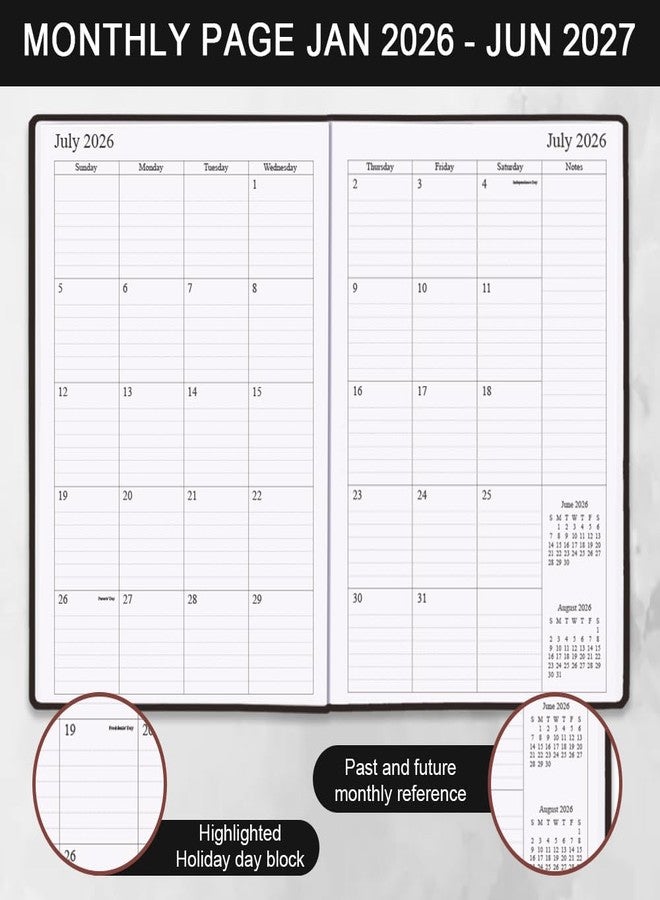 Getvow Planner 2026-2027 - 18 Months (Jan 26 - Jun 27) Agenda Planner 5.8" x 8.5", 2025-2026 Weekly & Monthly Planners with Hard Cover, Black - Image 2