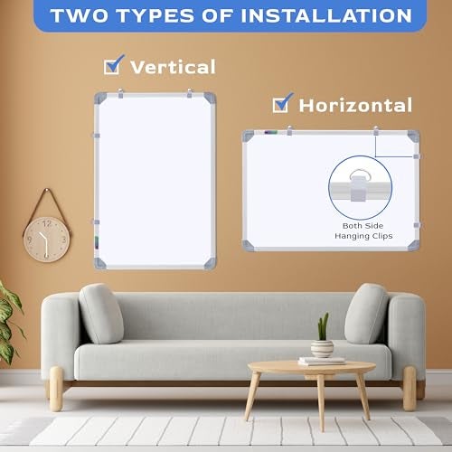 Eduway 1.5x2 Feet Kunj Non-Magnetic Double-Sided White Board and Chalkboard Combo with 1 Marker and 1 Duster | Ideal Use for Home, Office, with Sliding Hanging Clips, Robust Aluminum Frame (59x41cm) - Image 4