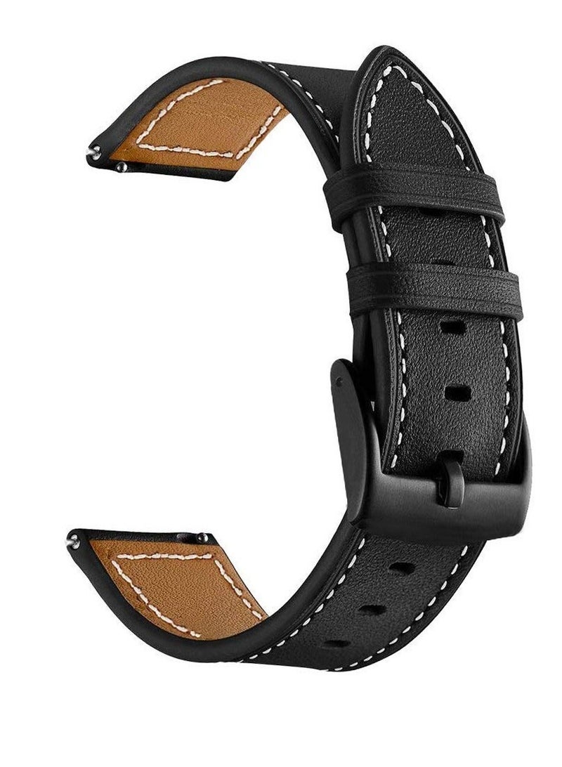 SYOSI Compatible with Galaxy Watch 45mm/46mm Bands, 2 Pack Genuine Leather 22mm Watch Strap with Black Buckle, Compatible for Gear S3 Frontier Classic Smartwatch Brown+Black - Image 4