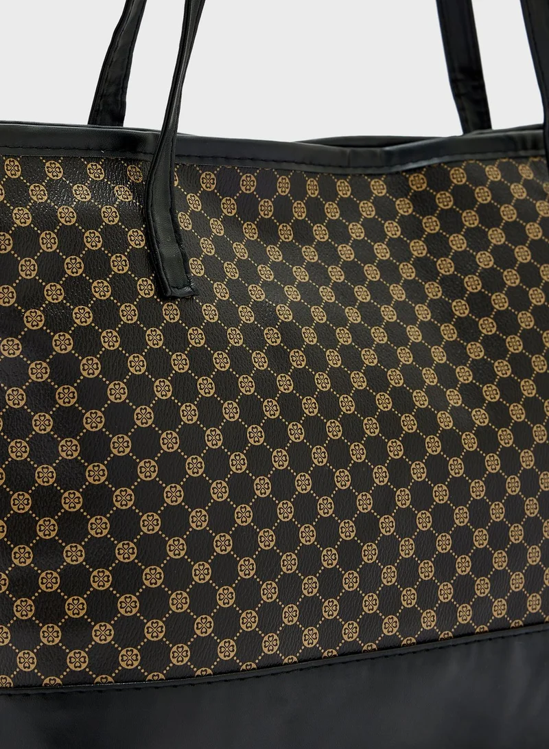 ELLA All Over Print Shoulder Tote Bag