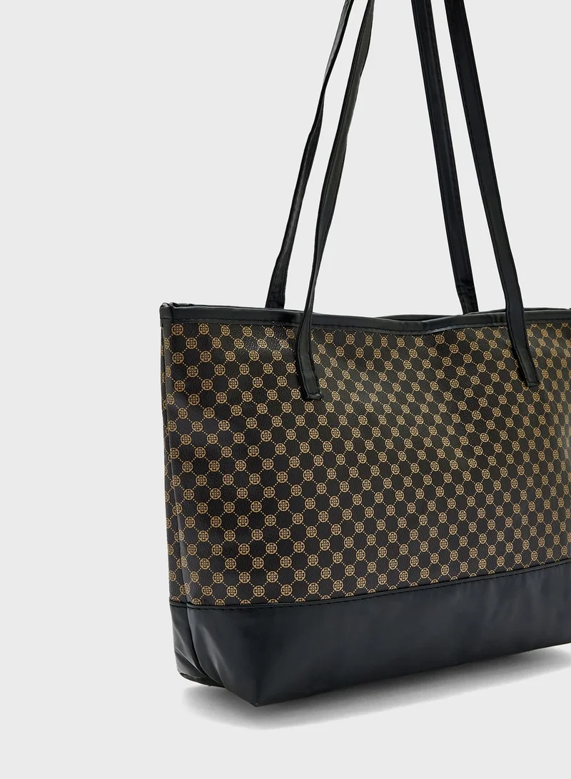 ELLA All Over Print Shoulder Tote Bag