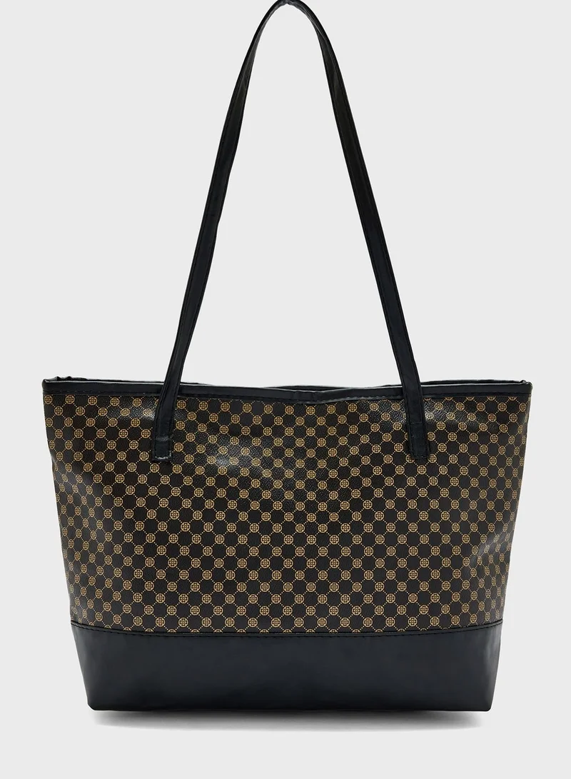 ELLA All Over Print Shoulder Tote Bag