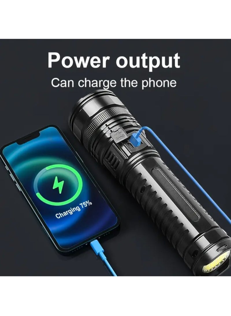 The Most Potent Tactical LED Flashlights Feature a Rechargeable Design, Equipped with a High-Capacity Battery, Offering Long-Range Spotlight Capabilities for Emergency Situations. - Image 3