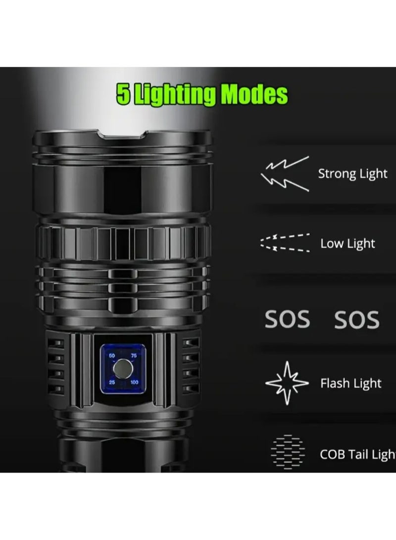 The Most Potent Tactical LED Flashlights Feature a Rechargeable Design, Equipped with a High-Capacity Battery, Offering Long-Range Spotlight Capabilities for Emergency Situations. - Image 4