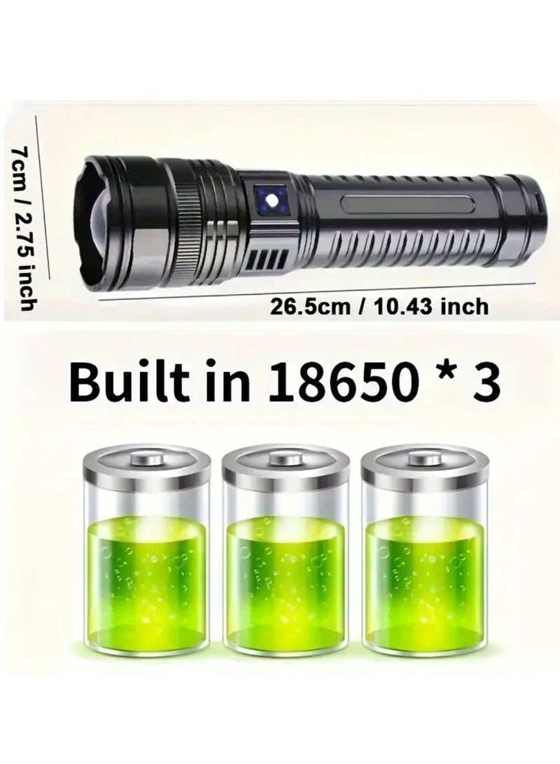 The Most Potent Tactical LED Flashlights Feature a Rechargeable Design, Equipped with a High-Capacity Battery, Offering Long-Range Spotlight Capabilities for Emergency Situations. - Image 5
