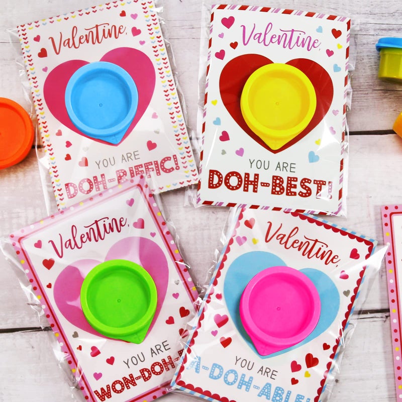 ORIENTAL CHERRY 24 Pack Valentines Cards With Playdough for Kids Classroom Exchange  Unisex Valentines Day Party Favors - Image 3