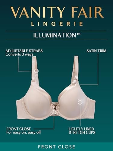 Vanity Fair Women's Illumination Front Closure Bra, 3-Way Convertible Staps, Lightly Lined Cups up to DD, Black, 36B - Image 5