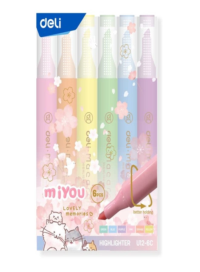 deli EU12-6C Highlighter | Smudge-Free, Bright Ink Marker Pen (Multicolor, 6 Shades) - Image 1