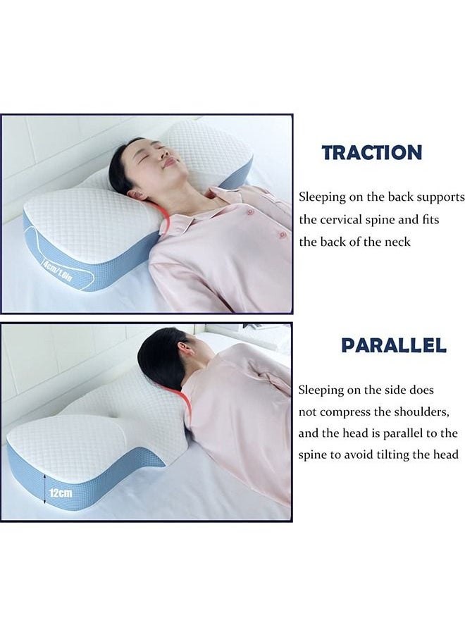 DMG TECH - DMG Memory Foam Pillow for Sleeping, Contour Memory Foam Pillow for Neck Pain Relief,Adjustable Cervical Pillow for Neck and Shoulder,Orthopedic Neck Pillow with Washable Cover (Sky Blue) - Image 1