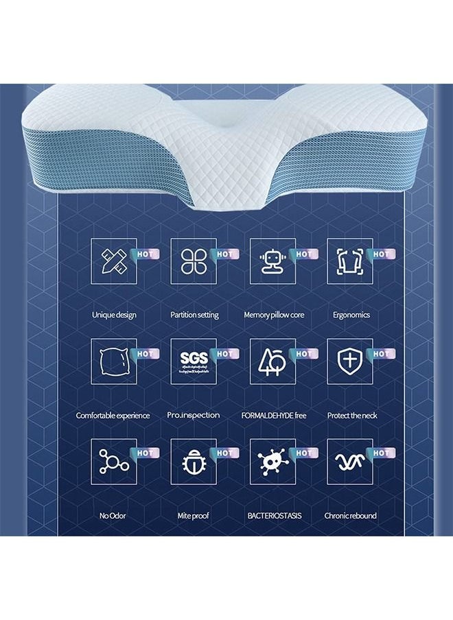 DMG TECH - DMG Memory Foam Pillow for Sleeping, Contour Memory Foam Pillow for Neck Pain Relief,Adjustable Cervical Pillow for Neck and Shoulder,Orthopedic Neck Pillow with Washable Cover (Sky Blue) - Image 1
