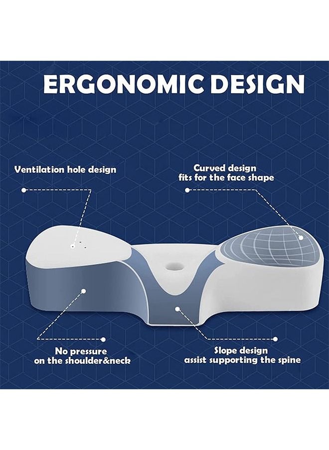 DMG TECH - DMG Memory Foam Pillow for Sleeping, Contour Memory Foam Pillow for Neck Pain Relief,Adjustable Cervical Pillow for Neck and Shoulder,Orthopedic Neck Pillow with Washable Cover (Sky Blue) - Image 1