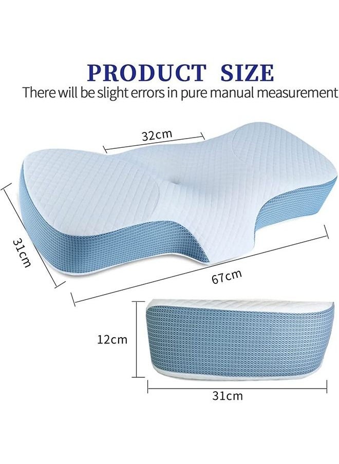 DMG TECH - DMG Memory Foam Pillow for Sleeping, Contour Memory Foam Pillow for Neck Pain Relief,Adjustable Cervical Pillow for Neck and Shoulder,Orthopedic Neck Pillow with Washable Cover (Sky Blue) - Image 1