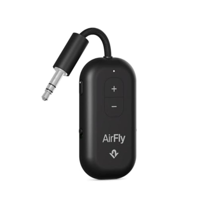 Bluetooth Adapter for Airplane Travel: 3.5mm AUX Transmitter/Receiver for Cars, Boats, Treadmills, TVs Pair 2 AirPods or Wireless Headphones Black, ABS Plastic, Compact Design - Image 1