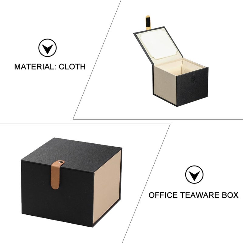 All condition resistant crafted quality SEWACC Cloth Tea Storage Box with Lid Purple Clay Teapot Set 11x11x10cm Tea Cup Packing Container for Household and Office Use Dust tight seal - Image 3