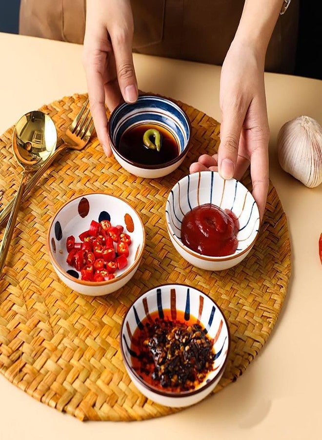 pepplo Creative Japanese Style Porcelain Deep Soup Dishes, Glazed Dessert Bowls, Appetizers Plate, Salad Plates, Cereal Bowl For Family Gathering, Retro Annual Ring Porcelain Dinnerware Set (Type-D, 6 Piece) - Image 5