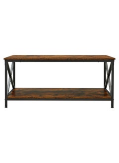 AGD Coffee table with storage shelf and X-shaped steel frame  - Image 2