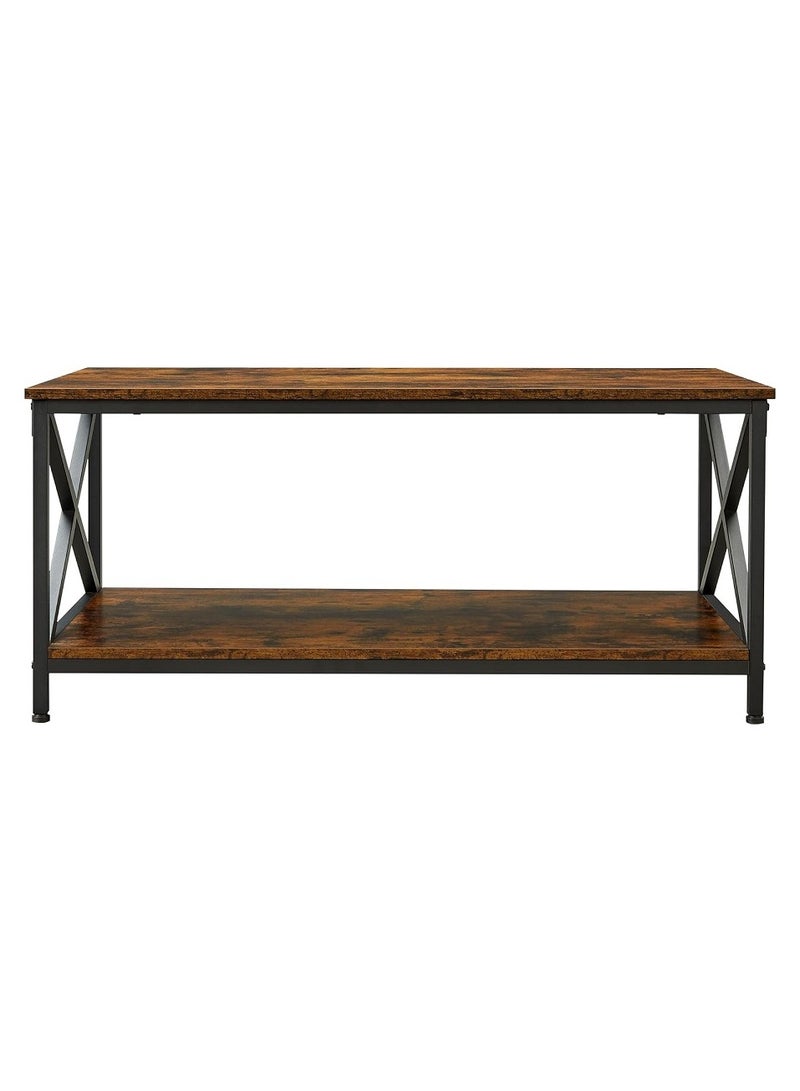 AGD Coffee table with storage shelf and X-shaped steel frame - Image 2