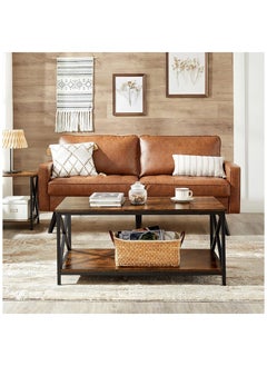 AGD Coffee table with storage shelf and X-shaped steel frame  - Image 3