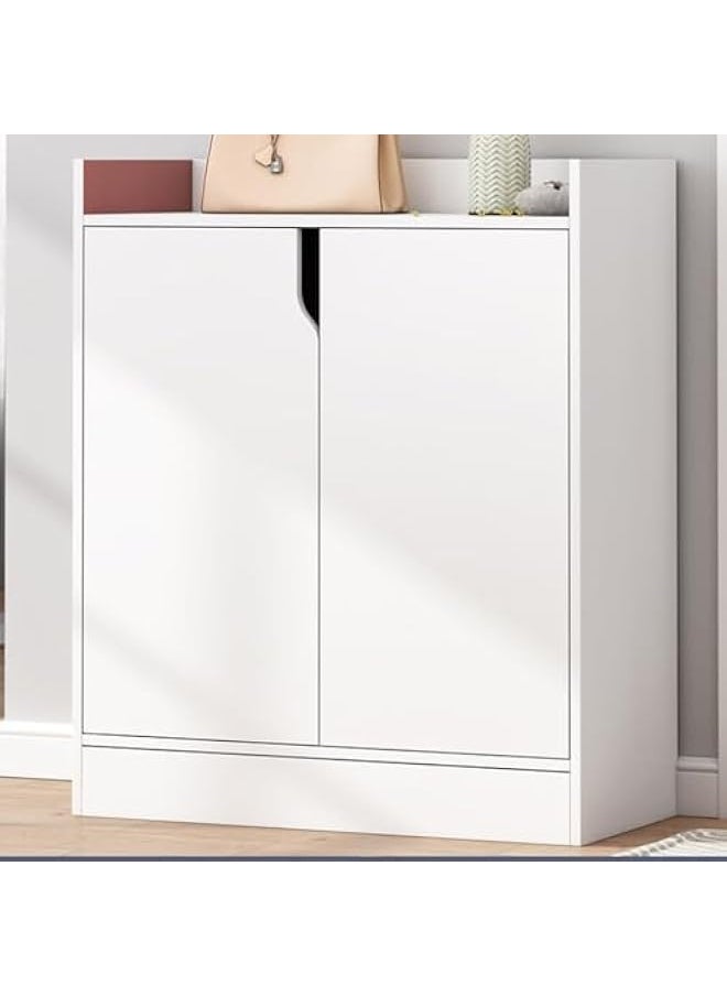 Shoe Cabinet, 3-Tier Shoe Storage Organizer, Shoe Rack, Modern Country Cabinet, Freestanding Cabinet for Entryway Hallway Closet Bedroom(White 60x30x80cm)