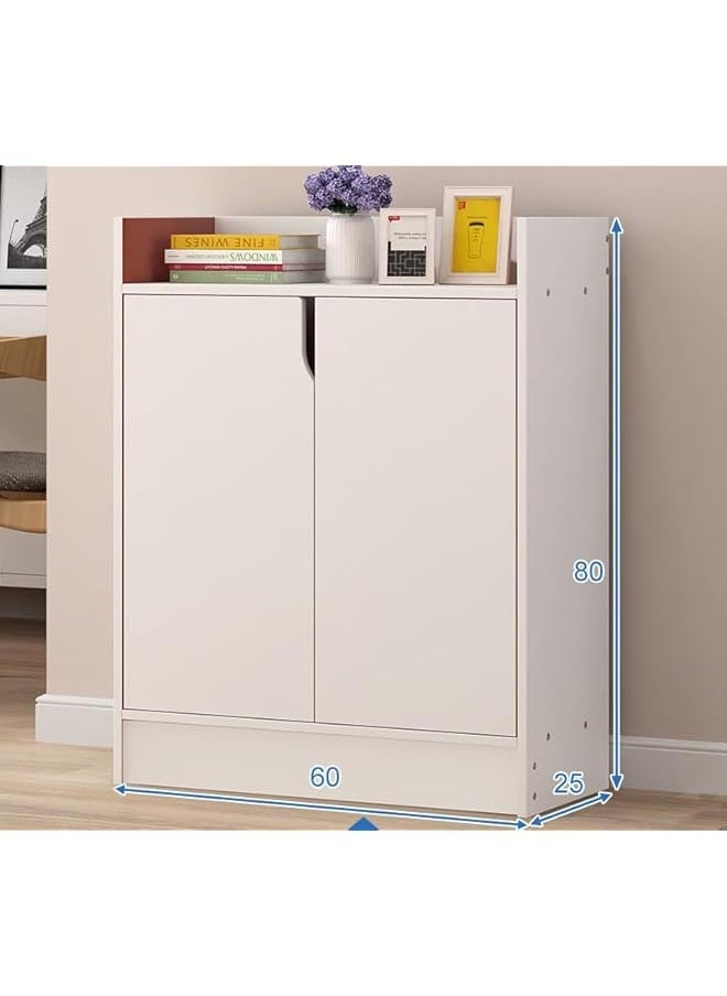 Shoe Cabinet, 3-Tier Shoe Storage Organizer, Shoe Rack, Modern Country Cabinet, Freestanding Cabinet for Entryway Hallway Closet Bedroom(White 60x30x80cm)