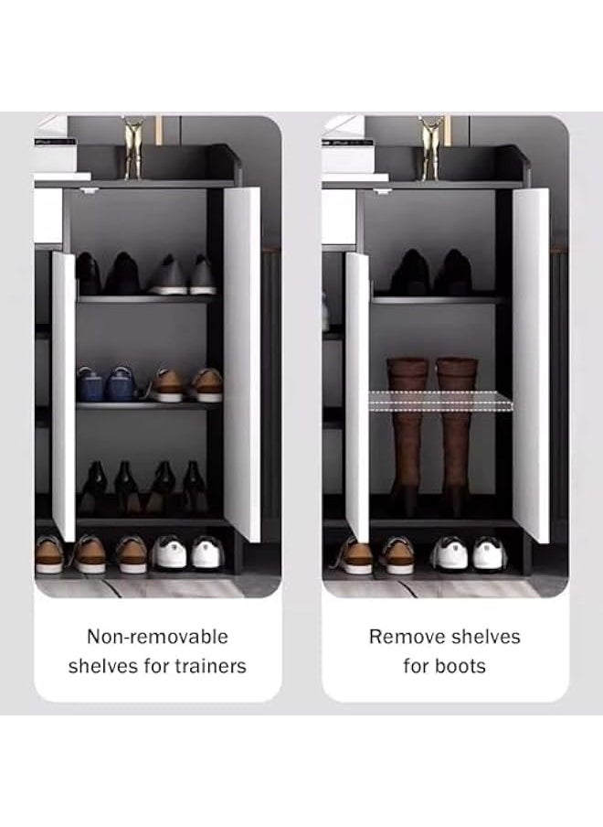 Shoe Cabinet, 3-Tier Shoe Storage Organizer, Shoe Rack, Modern Country Cabinet, Freestanding Cabinet for Entryway Hallway Closet Bedroom(White 60x30x80cm)