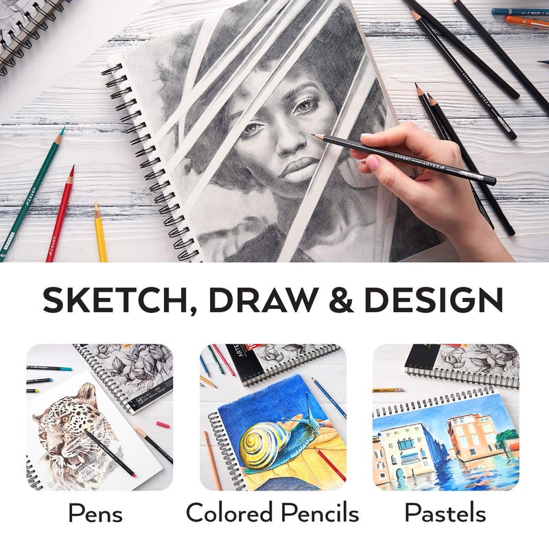 ARTEZA Sketch Book 2-Pack, 9x12 Inches â€“ 200 Sheets, Spiral Bound, 68 lb Acid-Free Drawing Pad for Adults, Teens & Artists for Sketching - Image 4