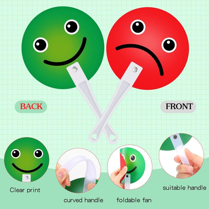 Macarrie 30 Pack Face Classroom Voting Paddles Handy Teacher Classroom Event Supplies Plastic Face Sign Green Red Yes or No Paddles True False Paddles for School Student - Image 4