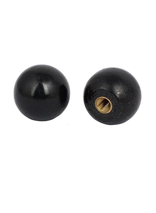 DealMux DealMux 32mm Dia Plastic Ball M8 Female Thread Handle Knob Black 2 Pcs for Lathe Machine  - Image 1