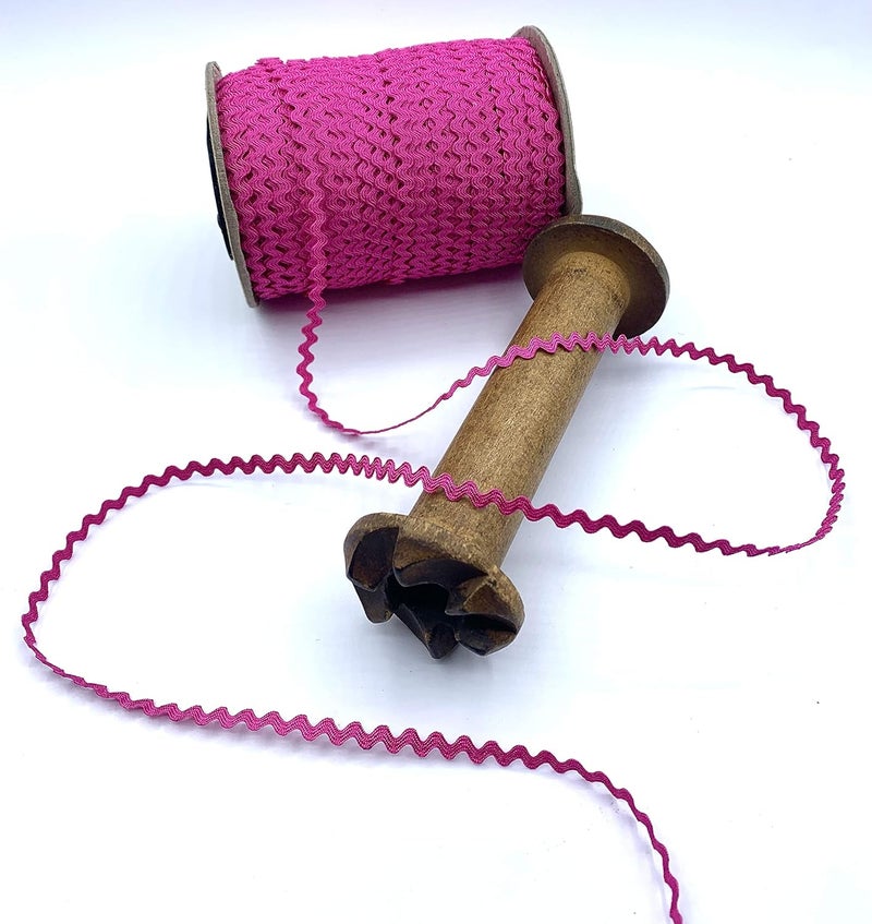 TrimPlace Hot Pink 1/4" (6 mm) Baby RIC Rac Trim – 24 Yards – Wavy Braid, Ideal for Sewing, Quilting, Hair Bows, Crafts - Image 1