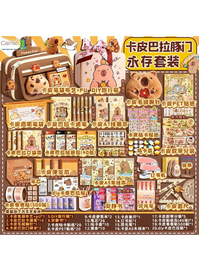 Bluejw Kapi Bara Handbook Sticker Stationery DIY Suit School Season Children's School Supplies Girls Stereo Sticker - Image 1