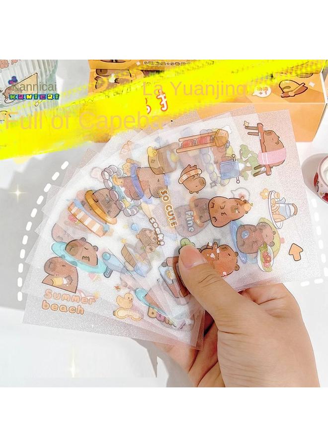 Bluejw Kapi Bara Handbook Sticker Stationery DIY Suit School Season Children's School Supplies Girls Stereo Sticker - Image 5