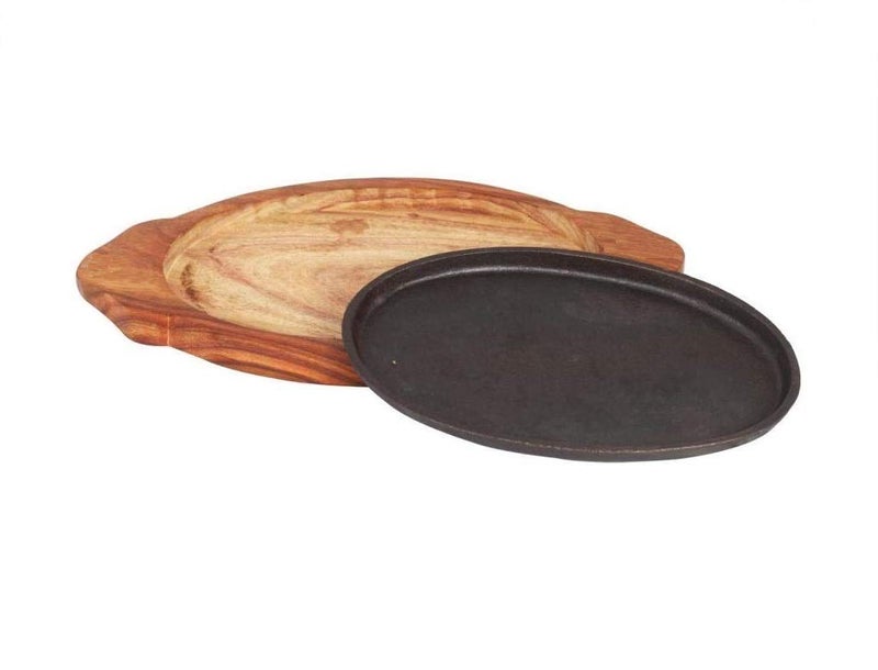 SAIFPRO Indian Sizzler Plate Oval Wooden Bass 15 x8 x125 Inch - Image 2