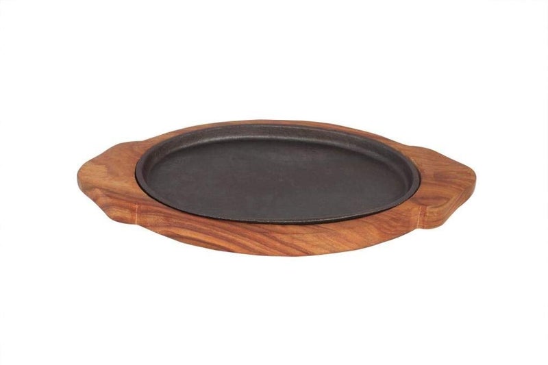 SAIFPRO Indian Sizzler Plate Oval Wooden Bass 15 x8 x125 Inch - Image 1