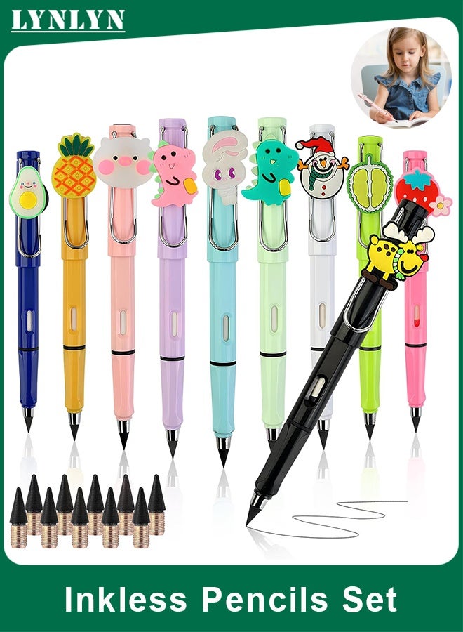 LYNLYN 10 Pack Inkless Pencils, Everlasting, Refillable Eternal Pencils with 10 Replacement Nibs for Writing and Drawing, Kids and Students - Image 1