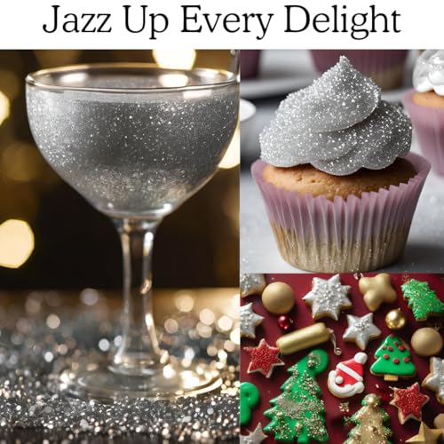 Dazzle Dust Edible Glitter Sprinkles for Cake Decorating, Drinks, Cookie, Icing, Dessert Decorations, Sparkly Luster, Food-Grade, Vegan, Gluten Free, Kosher, Bulk 10g, Silver - Image 4
