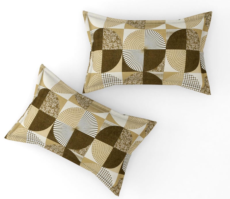 Furnofy Premium Geometric Printed Double Bedsheet Set – Mustard & White (90x100 Inches) with 2 Pillow Covers – Flat - Image 4