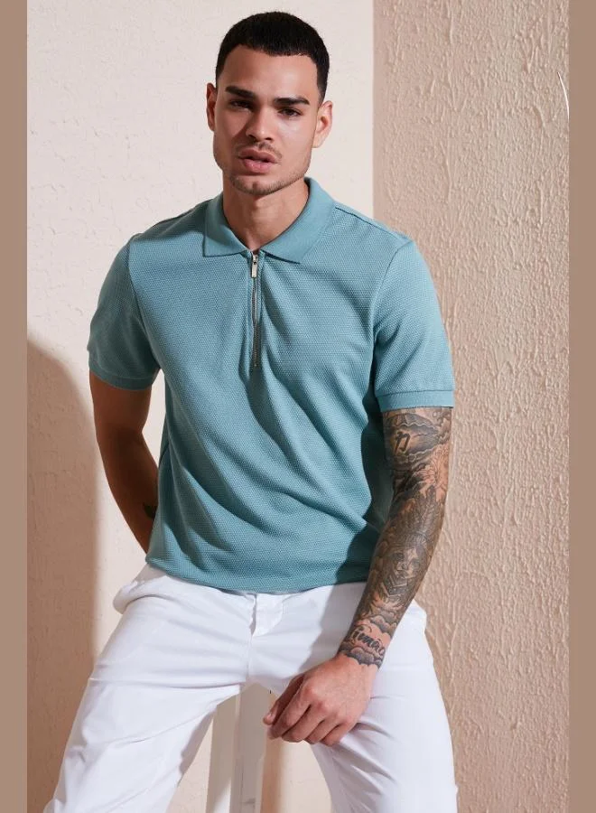 Buratti  Buratti Cotton Regular Fit Zip-Up Polo Collar T-Shirt Men's POLO COLLAR T-SHIRT 5902915 for Men | Best Price UAE