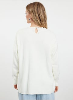 trendyol Ecru Side Pearled Knitwear Sweater TCTAW25AK00014  - Image 5