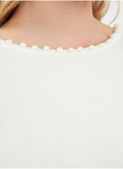 trendyol Ecru Side Pearled Knitwear Sweater TCTAW25AK00014  - Image 4